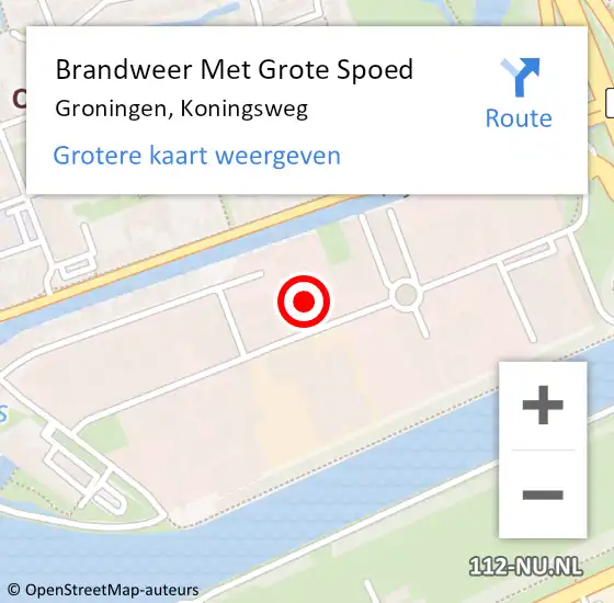 Locatie op kaart van de 112 melding: Brandweer Met Grote Spoed Naar Groningen, Koningsweg op 21 juli 2023 13:35