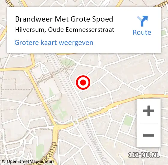 Locatie op kaart van de 112 melding: Brandweer Met Grote Spoed Naar Hilversum, Oude Eemnesserstraat op 21 juli 2023 13:38