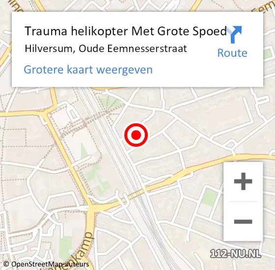 Locatie op kaart van de 112 melding: Trauma helikopter Met Grote Spoed Naar Hilversum, Oude Eemnesserstraat op 21 juli 2023 13:39