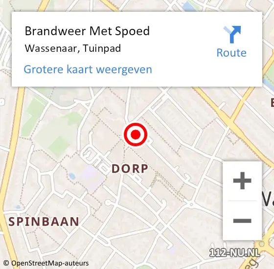 Locatie op kaart van de 112 melding: Brandweer Met Spoed Naar Wassenaar, Tuinpad op 21 juli 2023 13:49