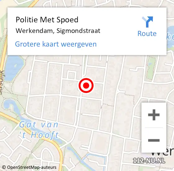 Locatie op kaart van de 112 melding: Politie Met Spoed Naar Werkendam, Sigmondstraat op 21 juli 2023 14:03