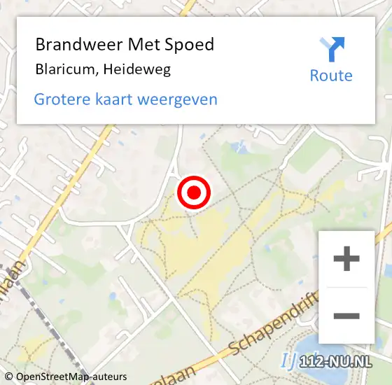 Locatie op kaart van de 112 melding: Brandweer Met Spoed Naar Blaricum, Heideweg op 21 juli 2023 14:21