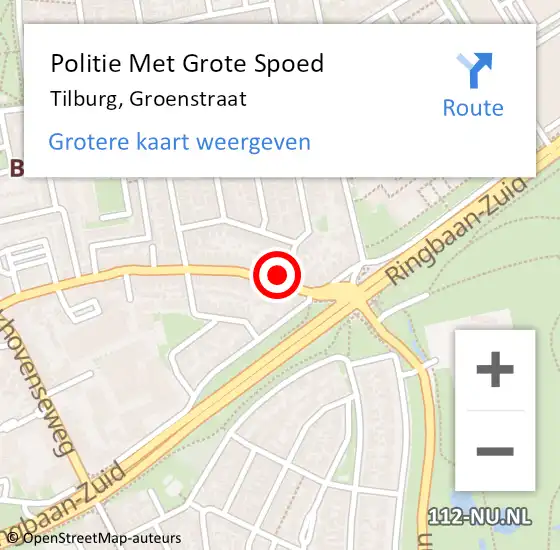 Locatie op kaart van de 112 melding: Politie Met Grote Spoed Naar Tilburg, Groenstraat op 21 juli 2023 14:31