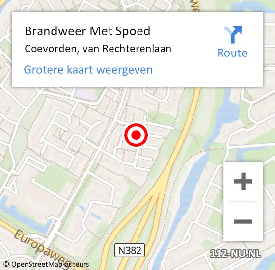 Locatie op kaart van de 112 melding: Brandweer Met Spoed Naar Coevorden, van Rechterenlaan op 21 juli 2023 14:37