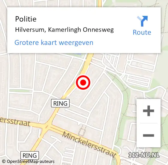 Locatie op kaart van de 112 melding: Politie Hilversum, Kamerlingh Onnesweg op 21 juli 2023 14:54