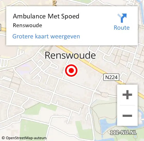 Locatie op kaart van de 112 melding: Ambulance Met Spoed Naar Renswoude op 21 juli 2023 15:20
