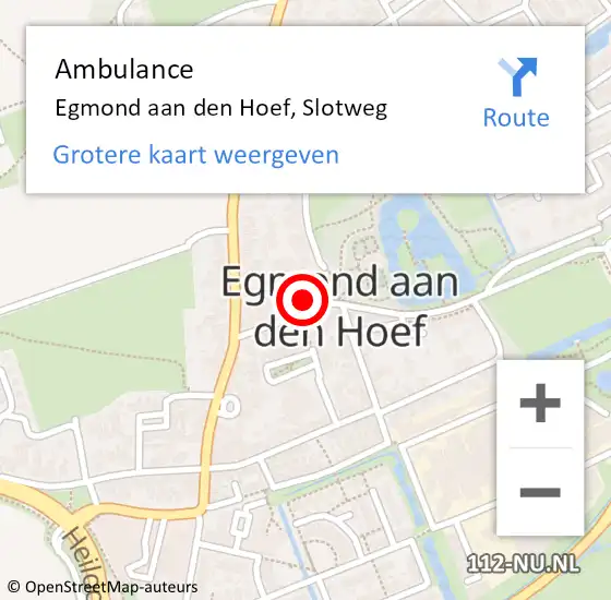 Locatie op kaart van de 112 melding: Ambulance Egmond aan den Hoef, Slotweg op 21 juli 2023 15:20