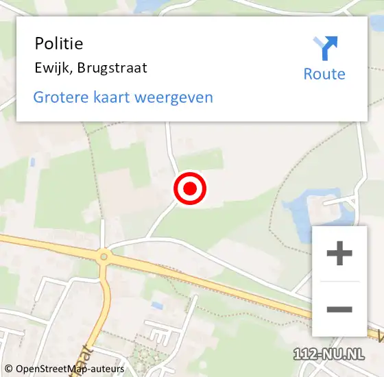 Locatie op kaart van de 112 melding: Politie Ewijk, Brugstraat op 21 juli 2023 15:31