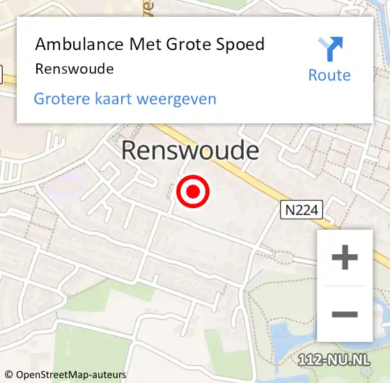 Locatie op kaart van de 112 melding: Ambulance Met Grote Spoed Naar Renswoude op 21 juli 2023 15:32