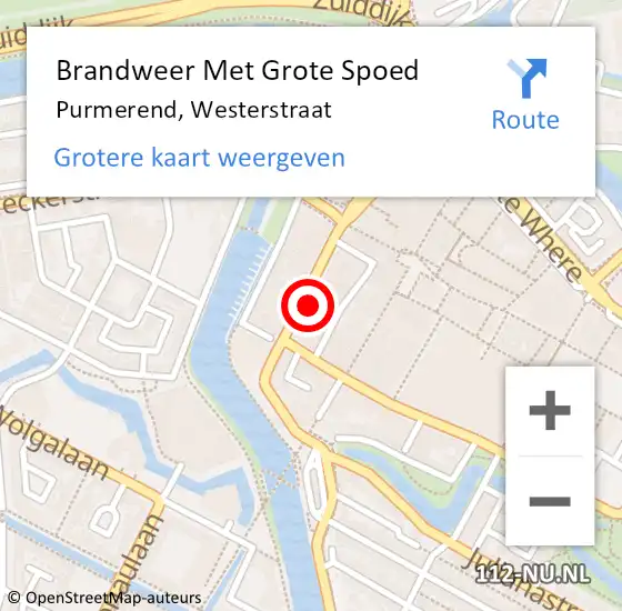 Locatie op kaart van de 112 melding: Brandweer Met Grote Spoed Naar Purmerend, Westerstraat op 21 juli 2023 15:55