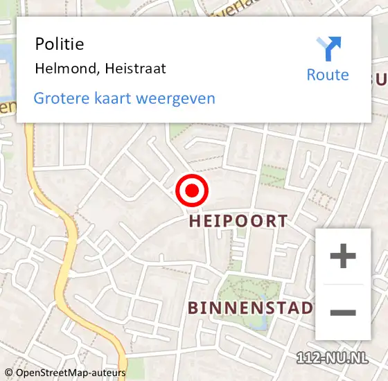 Locatie op kaart van de 112 melding: Politie Helmond, Heistraat op 21 juli 2023 15:57