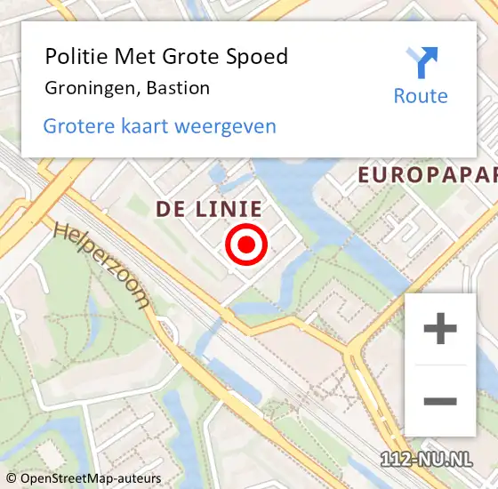 Locatie op kaart van de 112 melding: Politie Met Grote Spoed Naar Groningen, Bastion op 21 juli 2023 15:57