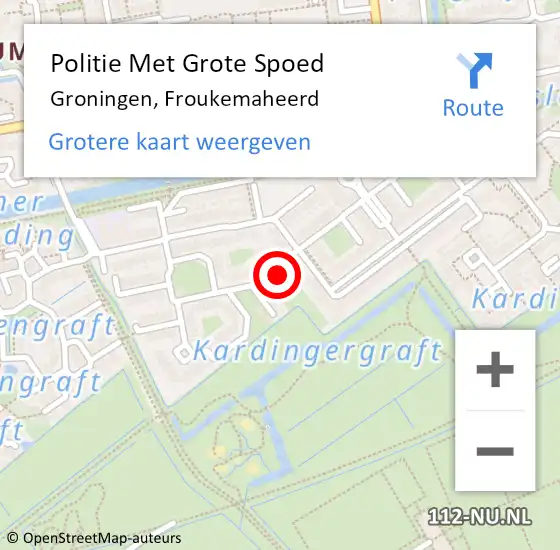 Locatie op kaart van de 112 melding: Politie Met Grote Spoed Naar Groningen, Froukemaheerd op 21 juli 2023 16:05