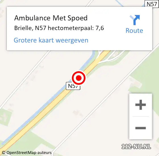 Locatie op kaart van de 112 melding: Ambulance Met Spoed Naar Brielle, N57 hectometerpaal: 7,6 op 21 juli 2023 16:41