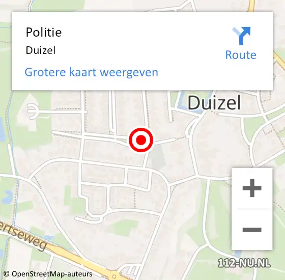 Locatie op kaart van de 112 melding: Politie Duizel op 21 juli 2023 17:06