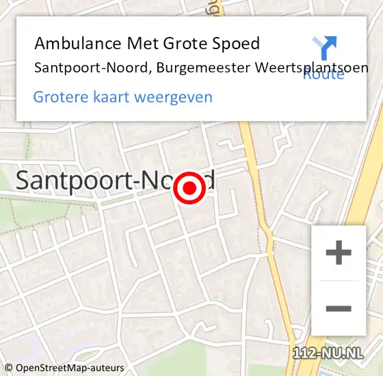 Locatie op kaart van de 112 melding: Ambulance Met Grote Spoed Naar Santpoort-Noord, Burgemeester Weertsplantsoen op 21 juli 2023 17:13