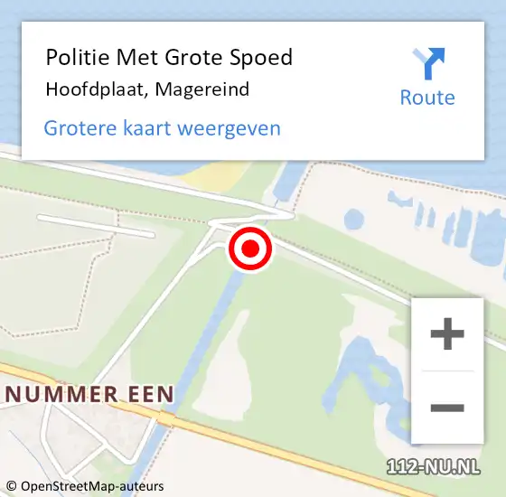 Locatie op kaart van de 112 melding: Politie Met Grote Spoed Naar Hoofdplaat, Magereind op 21 juli 2023 17:20