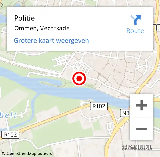 Locatie op kaart van de 112 melding: Politie Ommen, Vechtkade op 21 juli 2023 17:28