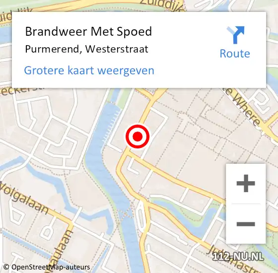 Locatie op kaart van de 112 melding: Brandweer Met Spoed Naar Purmerend, Westerstraat op 21 juli 2023 17:40