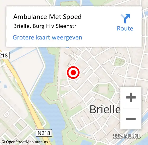 Locatie op kaart van de 112 melding: Ambulance Met Spoed Naar Brielle, Burg H v Sleenstr op 21 juli 2023 17:51