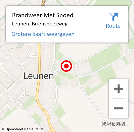 Locatie op kaart van de 112 melding: Brandweer Met Spoed Naar Leunen, Brienshoekweg op 21 juli 2023 18:07