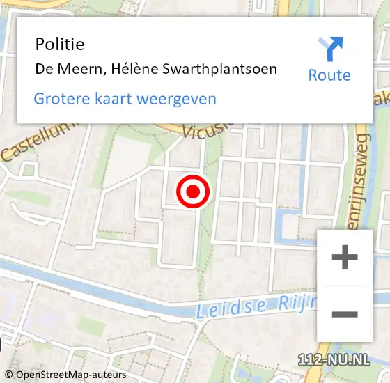 Locatie op kaart van de 112 melding: Politie De Meern, Hélène Swarthplantsoen op 21 juli 2023 18:10