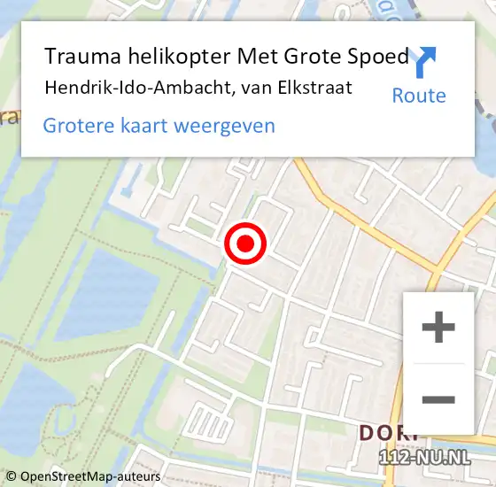 Locatie op kaart van de 112 melding: Trauma helikopter Met Grote Spoed Naar Hendrik-Ido-Ambacht, van Elkstraat op 21 juli 2023 18:43