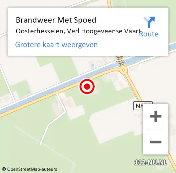 Locatie op kaart van de 112 melding: Brandweer Met Spoed Naar Oosterhesselen, Verl Hoogeveense Vaart op 21 juli 2023 19:22