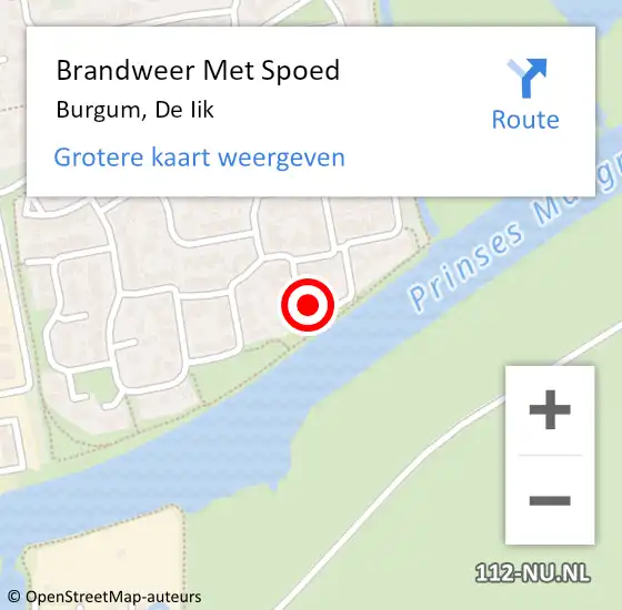 Locatie op kaart van de 112 melding: Brandweer Met Spoed Naar Burgum, De Iik op 21 juli 2023 19:23