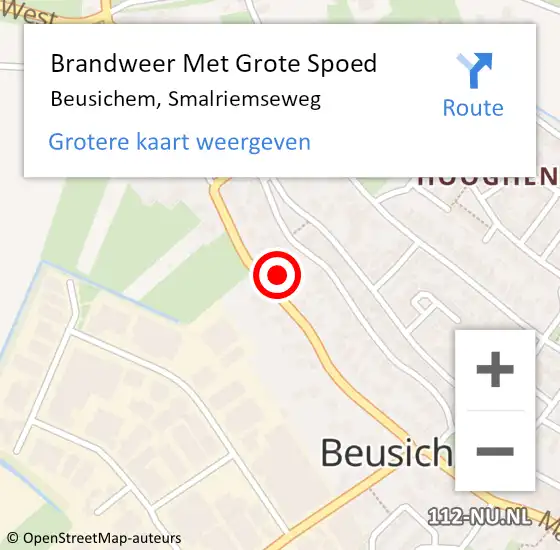 Locatie op kaart van de 112 melding: Brandweer Met Grote Spoed Naar Beusichem, Smalriemseweg op 21 juli 2023 19:27