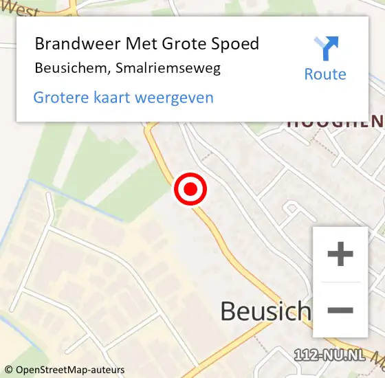 Locatie op kaart van de 112 melding: Brandweer Met Grote Spoed Naar Beusichem, Smalriemseweg op 21 juli 2023 19:31