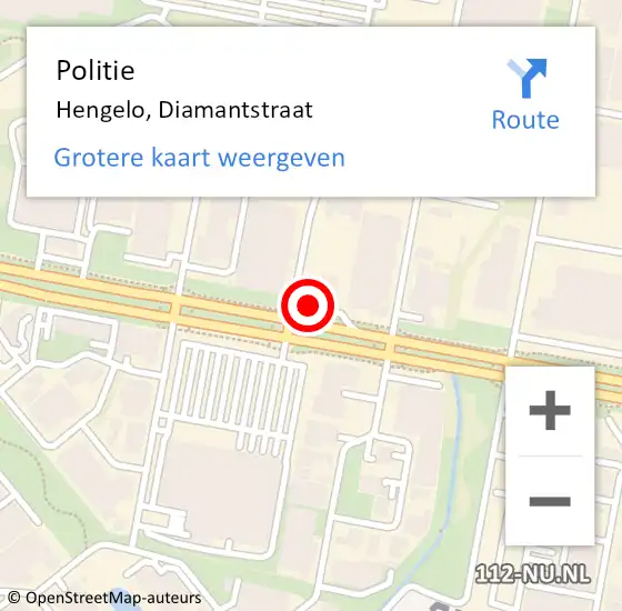 Locatie op kaart van de 112 melding: Politie Hengelo, Diamantstraat op 21 juli 2023 19:31