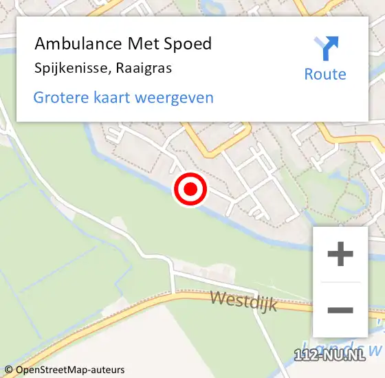 Locatie op kaart van de 112 melding: Ambulance Met Spoed Naar Spijkenisse, Raaigras op 21 juli 2023 19:33