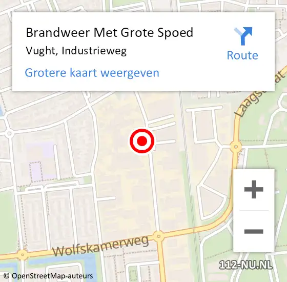 Locatie op kaart van de 112 melding: Brandweer Met Grote Spoed Naar Vught, Industrieweg op 21 juli 2023 19:34