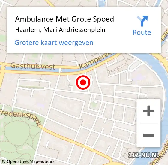 Locatie op kaart van de 112 melding: Ambulance Met Grote Spoed Naar Haarlem, Mari Andriessenplein op 21 juli 2023 20:03