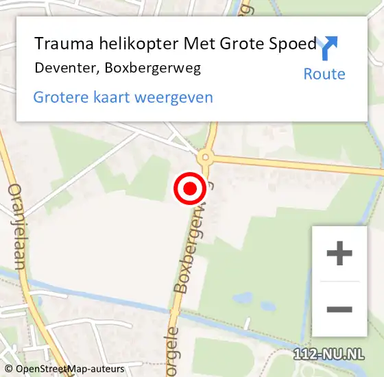 Locatie op kaart van de 112 melding: Trauma helikopter Met Grote Spoed Naar Deventer, Boxbergerweg op 21 juli 2023 20:20