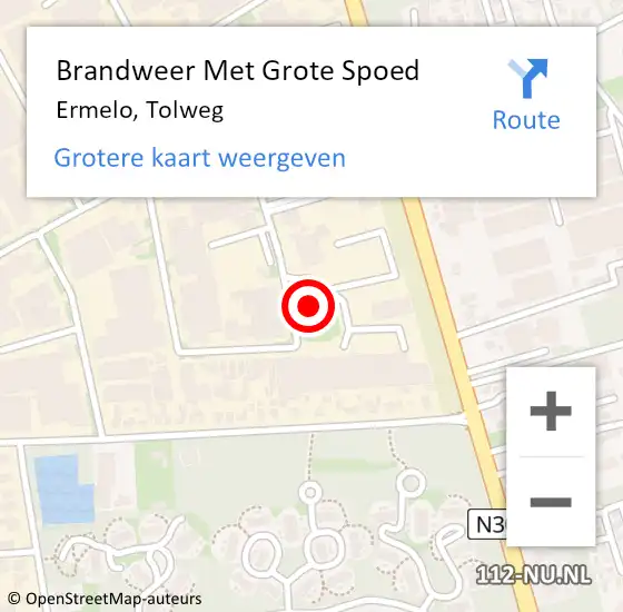 Locatie op kaart van de 112 melding: Brandweer Met Grote Spoed Naar Ermelo, Tolweg op 21 juli 2023 21:19