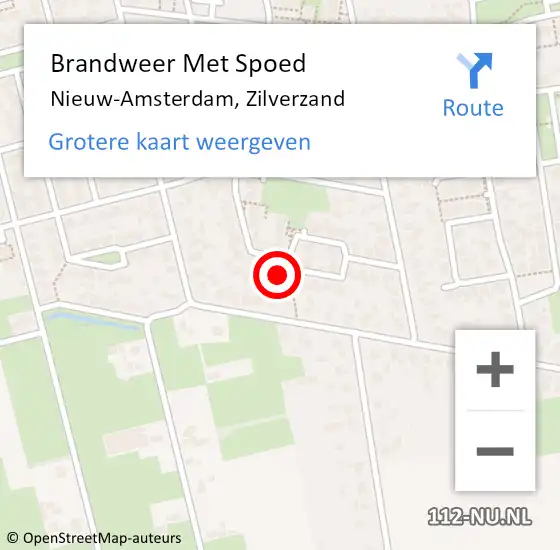 Locatie op kaart van de 112 melding: Brandweer Met Spoed Naar Nieuw-Amsterdam, Zilverzand op 21 juli 2023 21:29