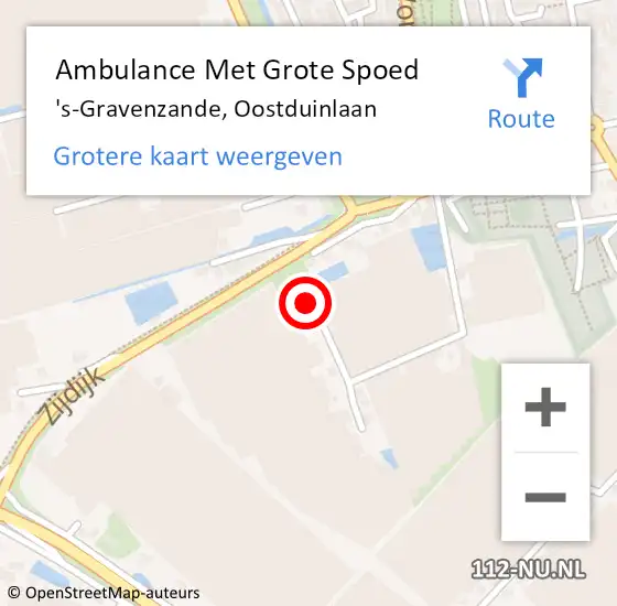 Locatie op kaart van de 112 melding: Ambulance Met Grote Spoed Naar 's-Gravenzande, Oostduinlaan op 21 juli 2023 21:36