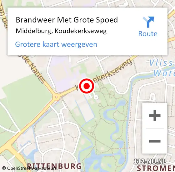 Locatie op kaart van de 112 melding: Brandweer Met Grote Spoed Naar Middelburg, Koudekerkseweg op 21 juli 2023 21:47