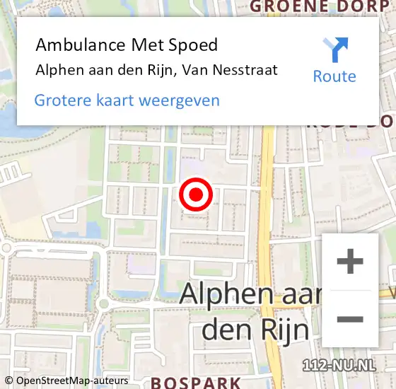 Locatie op kaart van de 112 melding: Ambulance Met Spoed Naar Alphen aan den Rijn, Van Nesstraat op 21 juli 2023 22:19