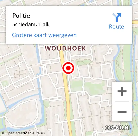 Locatie op kaart van de 112 melding: Politie Schiedam, Tjalk op 21 juli 2023 22:24