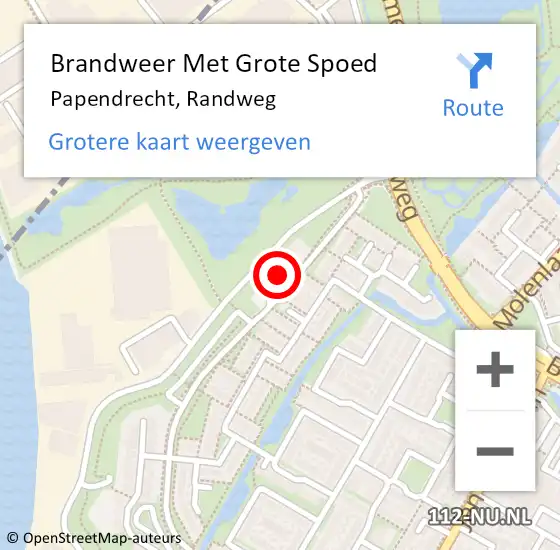 Locatie op kaart van de 112 melding: Brandweer Met Grote Spoed Naar Papendrecht, Randweg op 21 juli 2023 22:36