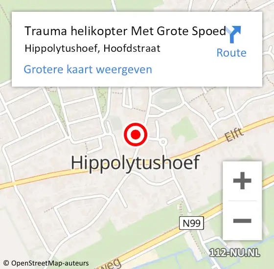 Locatie op kaart van de 112 melding: Trauma helikopter Met Grote Spoed Naar Hippolytushoef, Hoofdstraat op 21 juli 2023 22:48