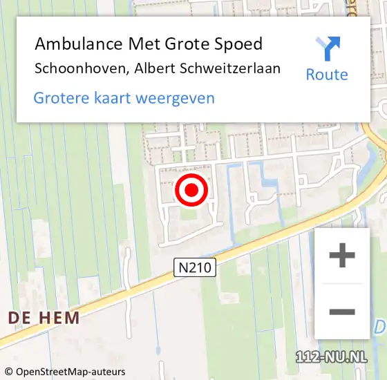 Locatie op kaart van de 112 melding: Ambulance Met Grote Spoed Naar Schoonhoven, Albert Schweitzerlaan op 21 juli 2023 23:00