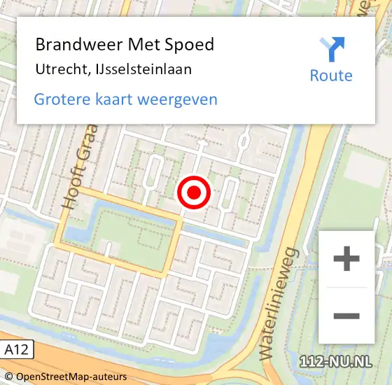 Locatie op kaart van de 112 melding: Brandweer Met Spoed Naar Utrecht, IJsselsteinlaan op 21 juli 2023 23:32