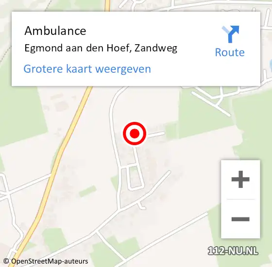 Locatie op kaart van de 112 melding: Ambulance Egmond aan den Hoef, Zandweg op 22 juli 2023 00:21