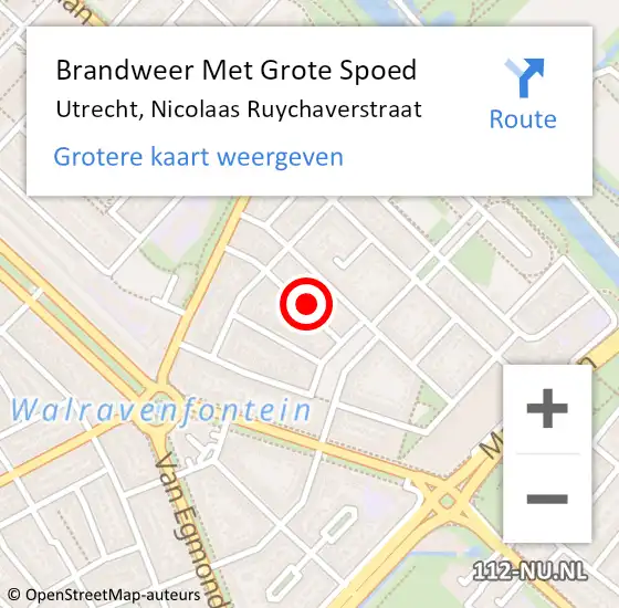 Locatie op kaart van de 112 melding: Brandweer Met Grote Spoed Naar Utrecht, Nicolaas Ruychaverstraat op 22 juli 2023 00:51