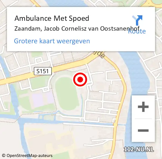 Locatie op kaart van de 112 melding: Ambulance Met Spoed Naar Zaandam, Jacob Cornelisz van Oostsanenhof op 22 juli 2023 00:56