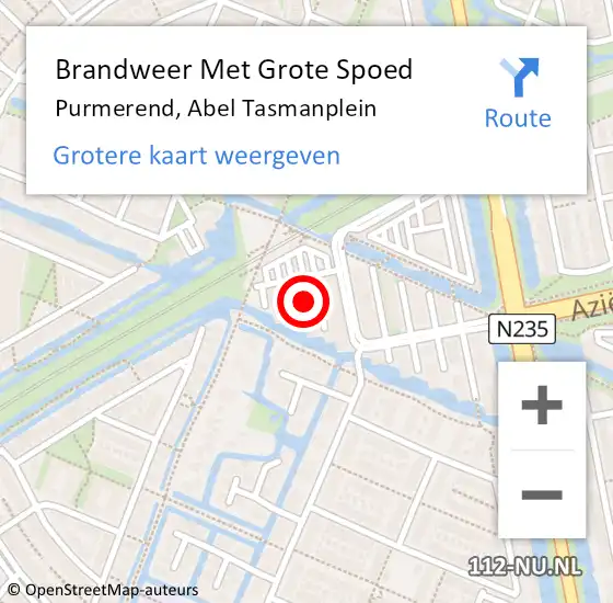 Locatie op kaart van de 112 melding: Brandweer Met Grote Spoed Naar Purmerend, Abel Tasmanplein op 22 juli 2023 03:01